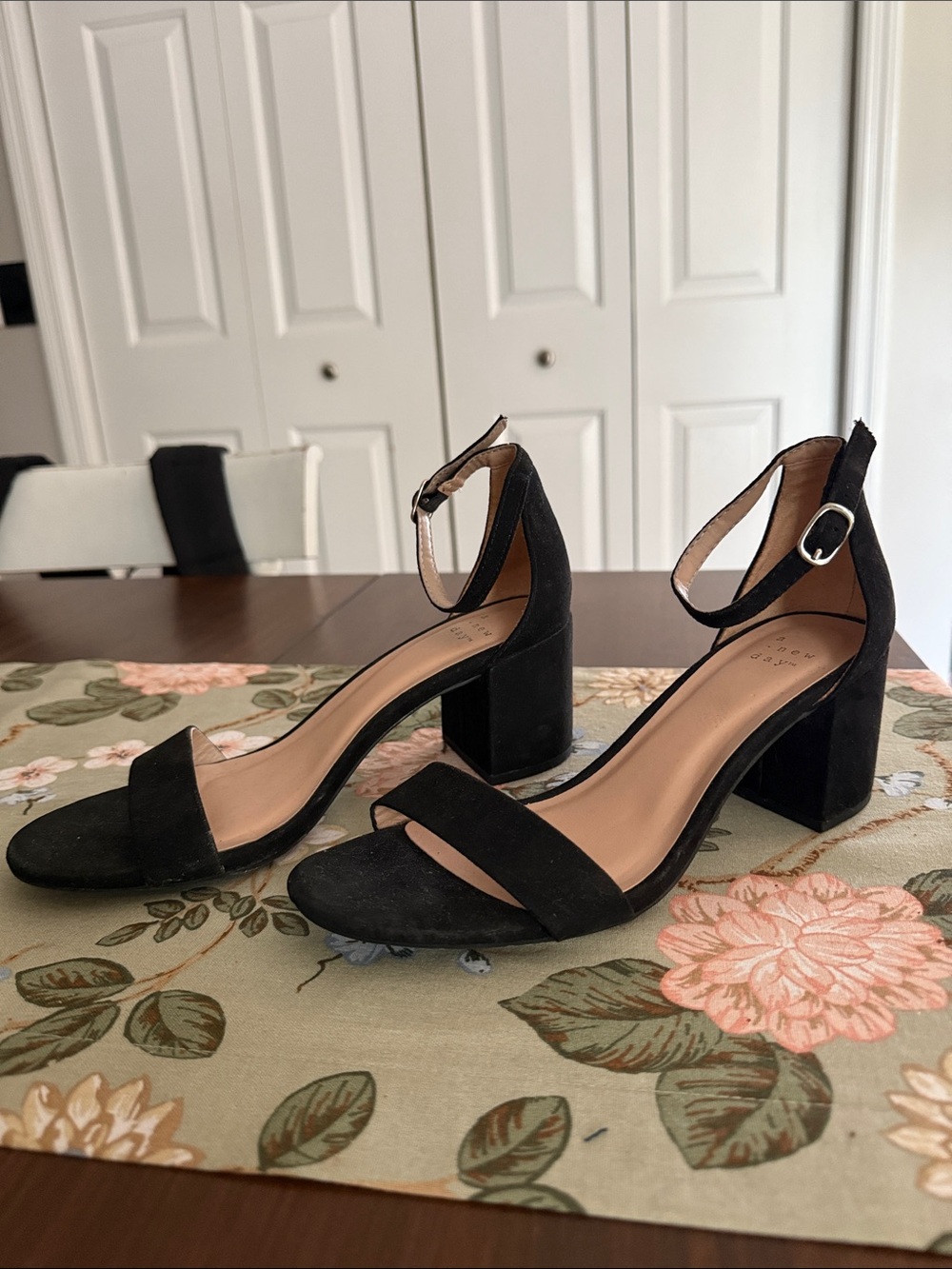 a new day Black Ankle-Strap Block Heels